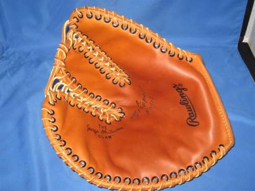George Bush Autographed George McQuinn Rawlings Claw Reissue Front